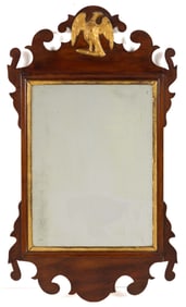 AMERICAN OR BRITISH CHIPPENDALE MAHOGANY DIMINUTIVE WALL MIRROR