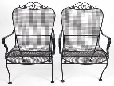 PAIR OF AMERICAN IRON PATIO / GARDEN CHAIRS