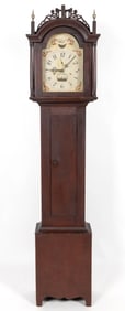 NEW ENGLAND PAINT-DECORATED PINE TALL-CASE CLOCK