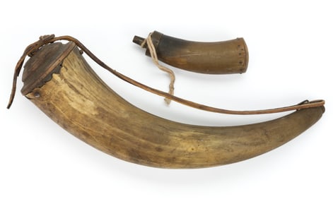 ANTIQUE AMERICAN POWDER HORNS, LOT OF TWO
