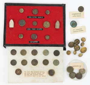 CIVIL WAR AND OTHER MILITARY UNIFORM BUTTONS, LOT OF 36