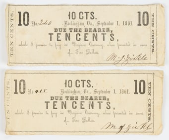 RARE ROCKINGHAM CO., SHENANDOAH VALLEY OF VIRGINIA CIVIL WAR OBSOLETE CURRENCY / PRIVATE SCRIP