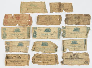WINCHESTER, SHENANDOAH VALLEY OF VIRGINIA CIVIL WAR OBSOLETE CURRENCY / NOTES, LOT OF 14