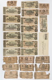CONFEDERATE STATES CIVIL WAR OBSOLETE CURRENCY / NOTES, LOT OF 26