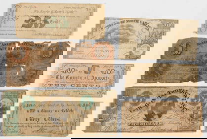ASSORTED CIVIL WAR VIRGINIA AND OTHER OBSOLETE CURRENCY / NOTES, LOT OF SIX