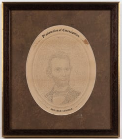 ABRAHAM LINCOLN PROCLAMATION OF EMANCIPATION CALLIGRAPHY PORTRAIT LITHOGRAPH PRINT