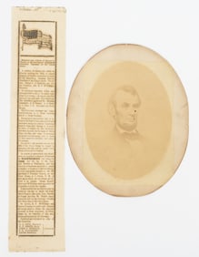ABRAHAM LINCOLN MOURNING BROADSIDE AND PORTRAIT, LOT OF TWO