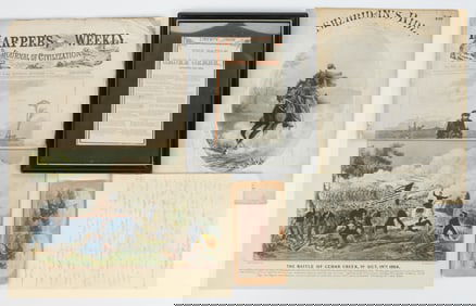 CIVIL WAR BATTLE OF CEDAR CREEK, SHENANDOAH VALLEY OF VIRGINIA ARCHIVAL MATERIALS, LOT OF SIX