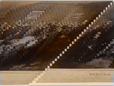 CIVIL WAR JOHN GOLDIN (1827-1892) "DEATH-BED OF LINCOLN" PHOTOGRAPH