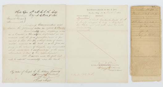 CIVIL WAR UNITED STATES COLORED TROOPS DOCUMENTS, LOT OF THREE
