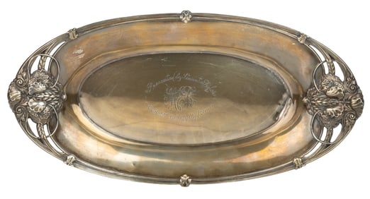 RANSON / OPIE FAMILY OF STAUNTON, VIRGINIA, STERLING SILVER PRESENTATION TRAY FROM THE STAUNTON