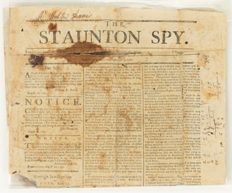 STAUNTON, SHENANDOAH VALLEY OF VIRGINIA "THE STAUNTON SPY" NEWSPAPER
