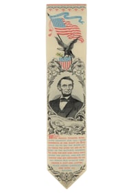 STEVENGRAPH / WOVEN-SILK ABRAHAM LINCOLN MOURNING / MEMORIAL PORTRAIT RIBBON