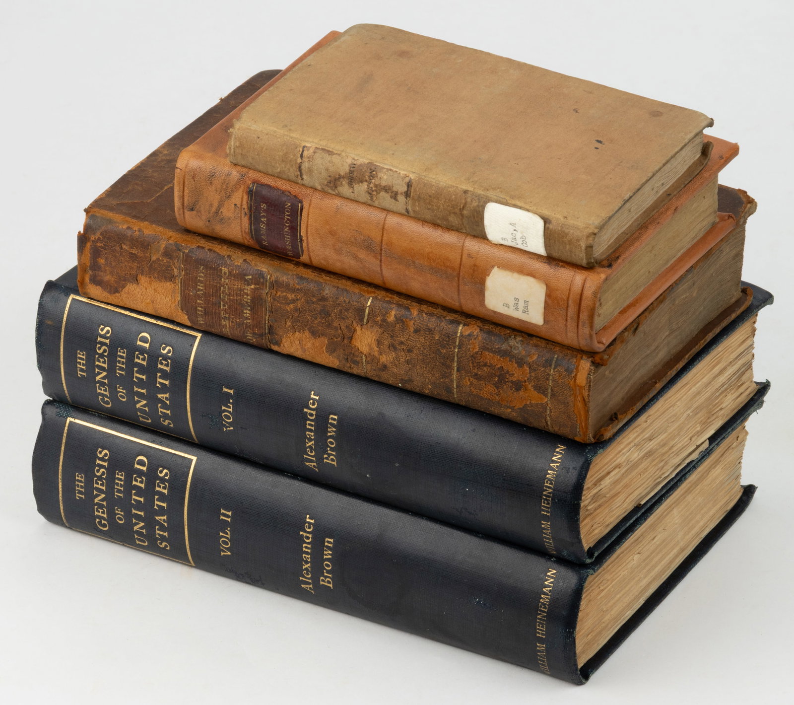ANTIQUARIAN AMERICAN HISTORY VOLUMES, LOT OF FIVE: ANTIQUARIAN AMERICAN HISTORY VOLUMES, LOT OF FIVE, (1) Cobbett, Life of Andrew Jackson, President of the United States of America, 1834; (2) Ramsay, Life of George Washington, Commander