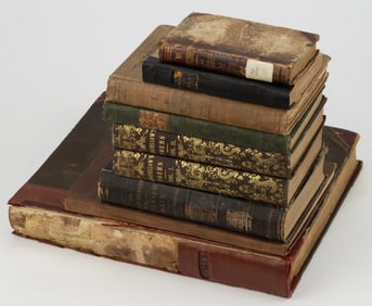 ANTIQUARIAN AMERICAN AND ENGLISH LITERARY VOLUMES, LOT OF NINE