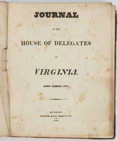 ANTIQUARIAN VIRGINIA HOUSE OF DELEGATES HISTORICAL VOLUME
