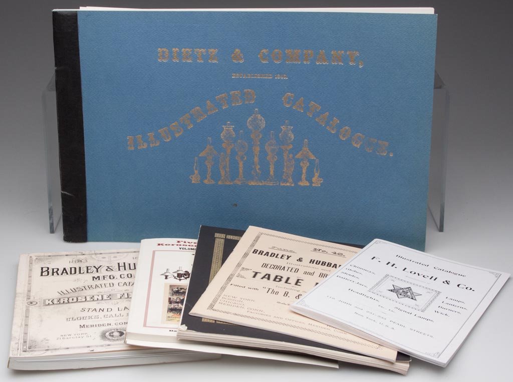 VARIOUS LIGHTING REFERENCE VOLUMES, LOT OF SIX: VARIOUS LIGHTING REFERENCE VOLUMES, LOT OF SIX all catalogue reprints including Dietz & Company, 1860; Howard Miller & Co., 1881; and Bradley & Hubbard, 1883. Soft covers. Provenance: From the collect