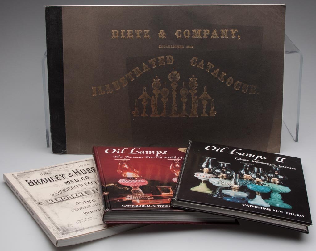VARIOUS LIGHTING REFERENCE VOLUMES, LOT OF FOUR: VARIOUS LIGHTING REFERENCE VOLUMES, LOT OF FOUR comprising Dietz & Company, 1860 and Bradley & Hubbard, 1883 catalogue reprints, and Thuro I and II. Hard and soft covers. Provenance: From the collecti