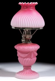 EMBOSSED SWAG AND RIB SATIN GLASS MINIATURE LAMP