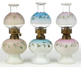 ASSORTED NELLIE BLY MINIATURE LAMPS, LOT OF THREE