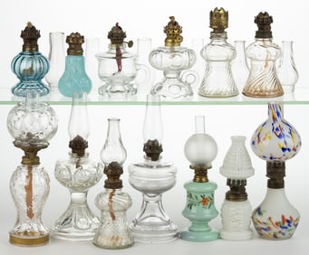 ASSORTED PATTERN MINIATURE LAMPS, LOT OF 13