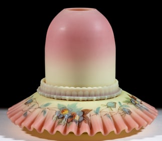 THOMAS WEBB BURMESE DECORATED FAIRY LAMP