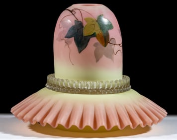 THOMAS WEBB BURMESE "IVY" DECORATED FAIRY LAMP