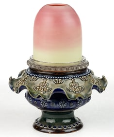 THOMAS WEBB BURMESE AND DOULTON LAMBETH CERAMIC FAIRY LAMP