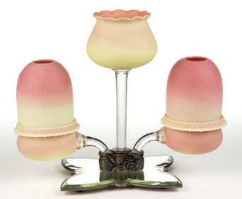 THOMAS WEBB BURMESE MIRRORED PLATEAU EPERGNE FAIRY LAMP