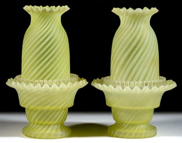 SATIN OPALESCENT SWIRL FAIRY LAMPS, PAIR