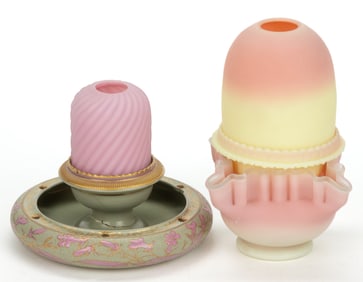ASSORTED SATIN GLASS FAIRY LAMPS, LOT OF TWO