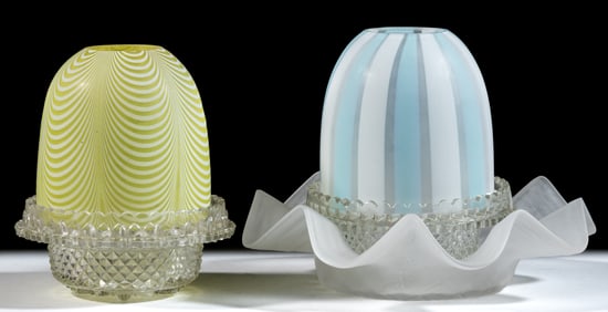 ASSORTED SATIN GLASS FAIRY LAMPS, LOT OF TWO