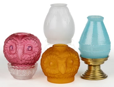 ASSORTED FIGURAL AND OTHER FAIRY LAMPS, LOT OF FOUR