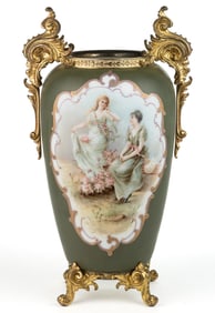 WAVE CREST ENAMEL-DECORATED ART GLASS VASE