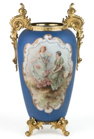 WAVE CREST ENAMEL-DECORATED ART GLASS VASE