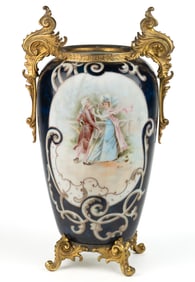 WAVE CREST ENAMEL-DECORATED ART GLASS VASE