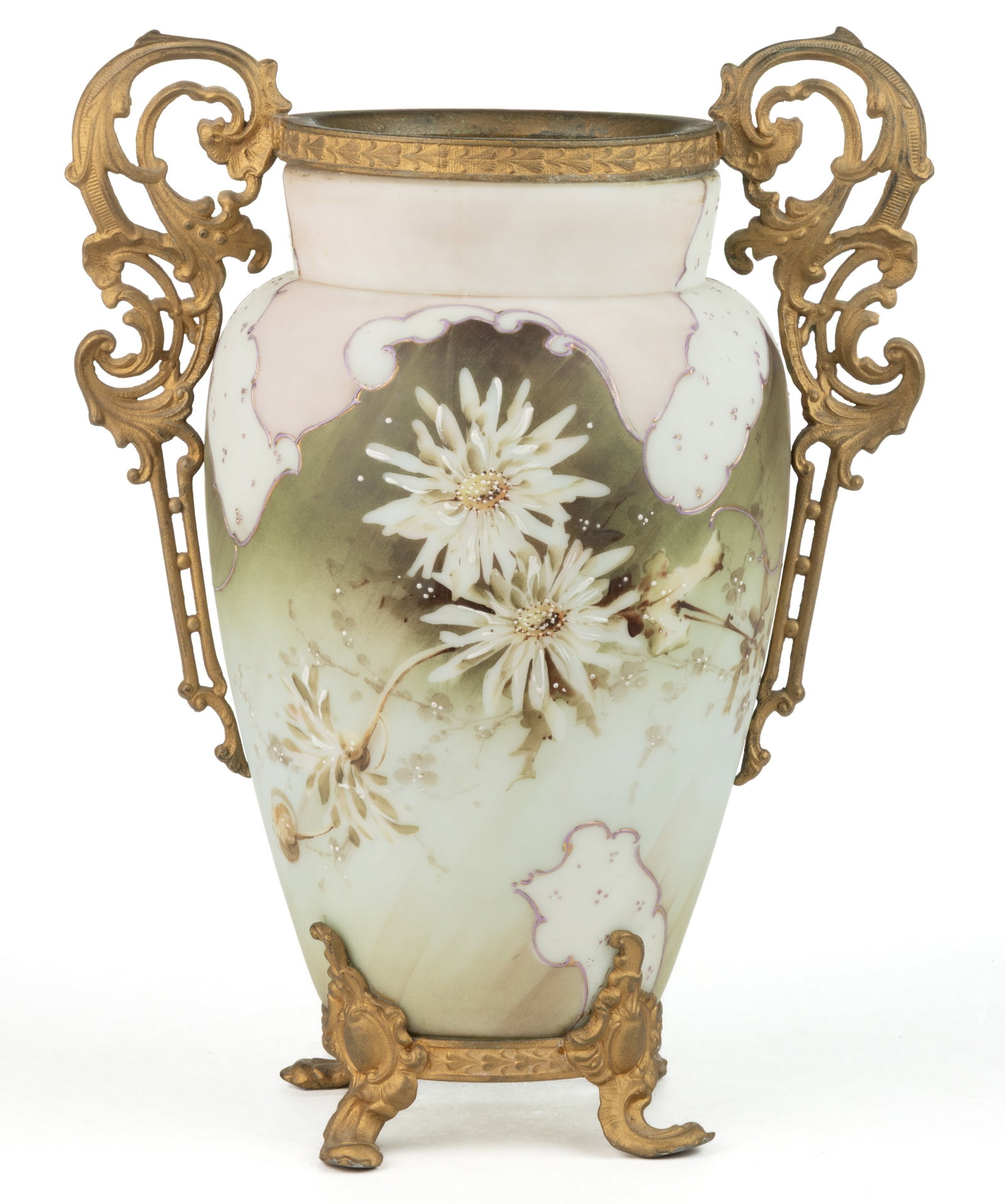 WAVE CREST FLORAL ENAMEL-DECORATED ART GLASS VASE (1 of 2)