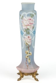 WAVE CREST NAKARA ENAMEL-DECORATED ART GLASS VASE