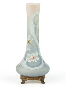 WAVE CREST NAKARA ENAMEL-DECORATED ART GLASS VASE