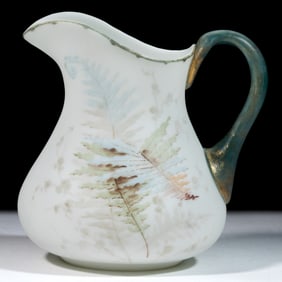 WAVE CREST ENAMEL-DECORATED ART GLASS PITCHER