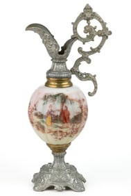WAVE CREST ENAMEL-DECORATED ART GLASS URN / EWER