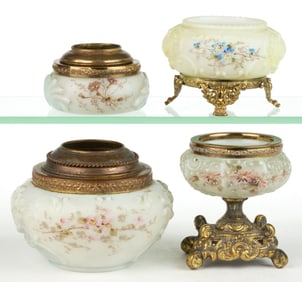 WAVE CREST ENAMEL-DECORATED ART GLASS ARTICLES, LOT OF FOUR