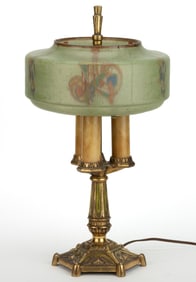 ART DECO/NOUVEAU LIGHTOLIER REVERSE PAINTED GLASS ELECTRIC LAMP