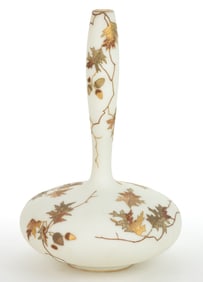 MT. WASHINGTON CROWN MILANO ENAMEL-DECORATED ART GLASS VASE