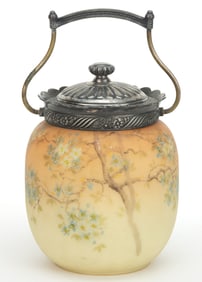 MT. WASHINGTON CROWN MILANO ART GLASS CRACKER JAR
