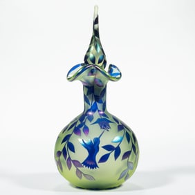 GIBSON HUMMINGBIRD AND HONEYSUCKLE CAMEO ART GLASS EWER,