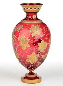 MOSER ATTRIBUTED GILT AND ENAMEL-DECORATED ART GLASS VASE