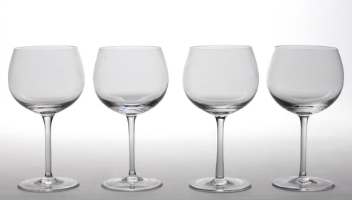 TIFFANY CRYSTAL WHITE WINE GLASSES, LOT OF FOUR