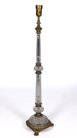 ENGLISH CUT GLASS AND BRONZE FLOOR TORCHIERE KEROSENE LAMP