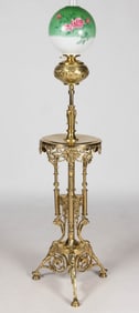R. HOLLINGS BRASS ADJUSTABLE FIGURAL PIANO TABLE FLOOR LAMP